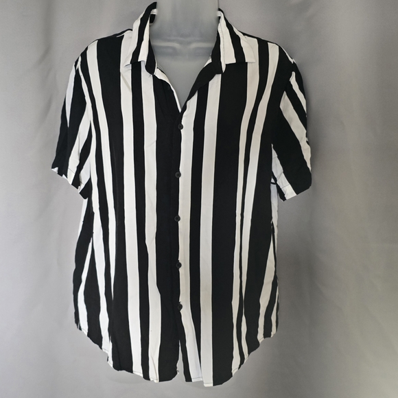 Other - DENIM & FLOWER Ricky Singh Black and White Striped Shirt
